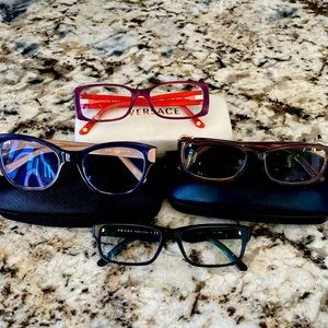 EYEGLASS FRAMES SALVATORE FERRAGAMO, VERSACE,PRADA Used in excellent condition